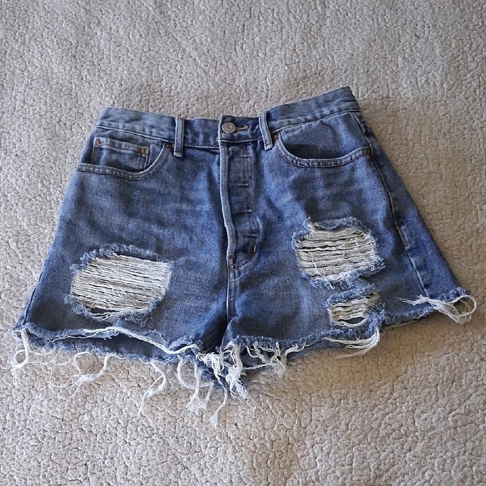 PacSun Light Blue Ripped Jean Shorts